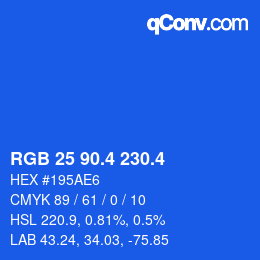 カラーコード: RGB 25 90.4 230.4 | qconv.com