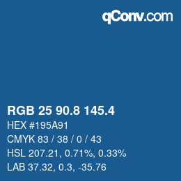 カラーコード: RGB 25 90.8 145.4 | qconv.com