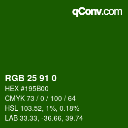 Color code: RGB 25 91 0 | qconv.com