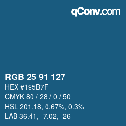 Color code: RGB 25 91 127 | qconv.com