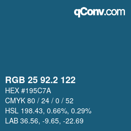 カラーコード: RGB 25 92.2 122 | qconv.com