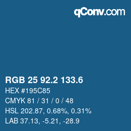 カラーコード: RGB 25 92.2 133.6 | qconv.com