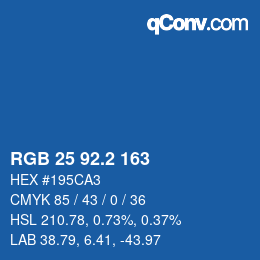 カラーコード: RGB 25 92.2 163 | qconv.com