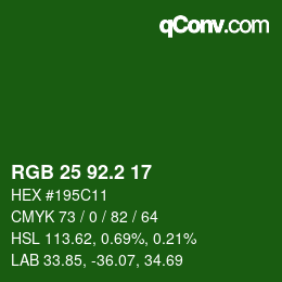 カラーコード: RGB 25 92.2 17 | qconv.com