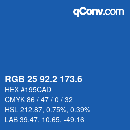 カラーコード: RGB 25 92.2 173.6 | qconv.com