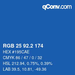 カラーコード: RGB 25 92.2 174 | qconv.com