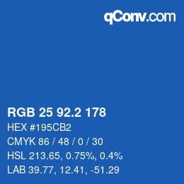 カラーコード: RGB 25 92.2 178 | qconv.com