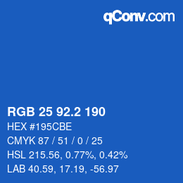 カラーコード: RGB 25 92.2 190 | qconv.com