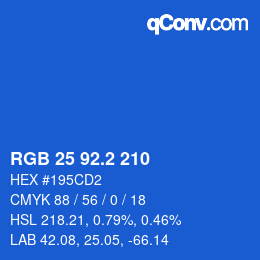 カラーコード: RGB 25 92.2 210 | qconv.com