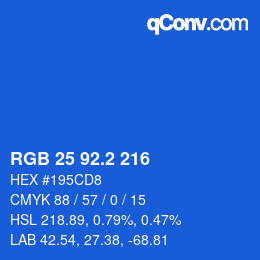 カラーコード: RGB 25 92.2 216 | qconv.com