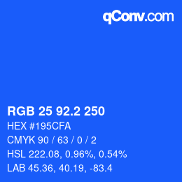 カラーコード: RGB 25 92.2 250 | qconv.com