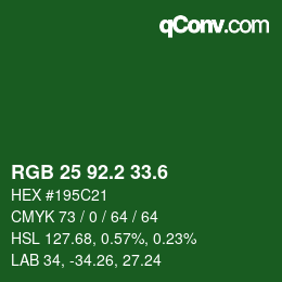 カラーコード: RGB 25 92.2 33.6 | qconv.com