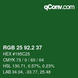 カラーコード: RGB 25 92.2 37 | qconv.com