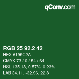 カラーコード: RGB 25 92.2 42 | qconv.com