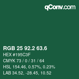 カラーコード: RGB 25 92.2 63.6 | qconv.com