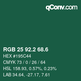 カラーコード: RGB 25 92.2 68.6 | qconv.com
