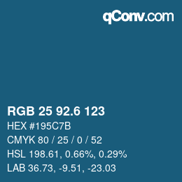 カラーコード: RGB 25 92.6 123 | qconv.com
