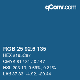 カラーコード: RGB 25 92.6 135 | qconv.com