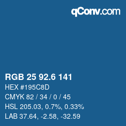 カラーコード: RGB 25 92.6 141 | qconv.com