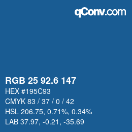 カラーコード: RGB 25 92.6 147 | qconv.com