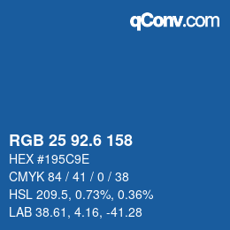 カラーコード: RGB 25 92.6 158 | qconv.com
