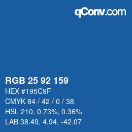 カラーコード: RGB 25 92 159 | qconv.com