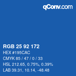 カラーコード: RGB 25 92 172 | qconv.com