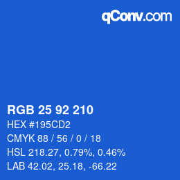 カラーコード: RGB 25 92 210 | qconv.com
