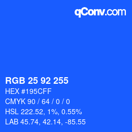 Color code: RGB 25 92 255 | qconv.com