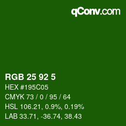 颜色代码: RGB 25 92 5 | qconv.com