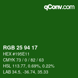 Color code: RGB 25 94 17 | qconv.com