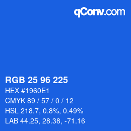 Farbcode: RGB 25 96 225 | qconv.com