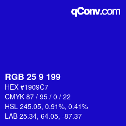 Farbcode: RGB 25 9 199 | qconv.com