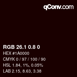 Color code: RGB 26.1 0.8 0 | qconv.com