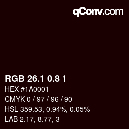 Color code: RGB 26.1 0.8 1 | qconv.com
