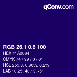 カラーコード: RGB 26.1 0.8 100 | qconv.com