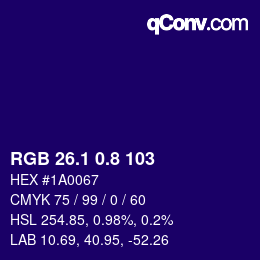 カラーコード: RGB 26.1 0.8 103 | qconv.com