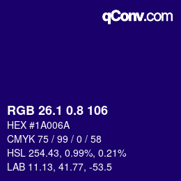 カラーコード: RGB 26.1 0.8 106 | qconv.com