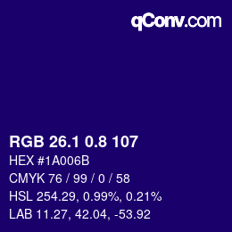 カラーコード: RGB 26.1 0.8 107 | qconv.com