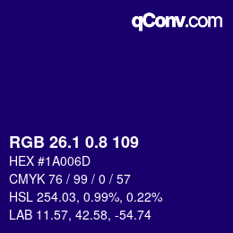 カラーコード: RGB 26.1 0.8 109 | qconv.com