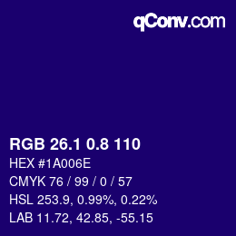 カラーコード: RGB 26.1 0.8 110 | qconv.com