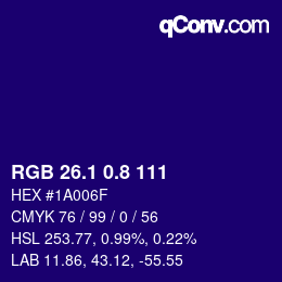 カラーコード: RGB 26.1 0.8 111 | qconv.com
