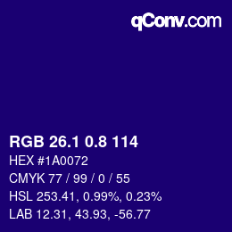 カラーコード: RGB 26.1 0.8 114 | qconv.com