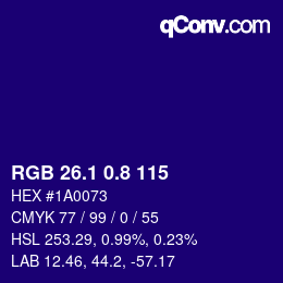 カラーコード: RGB 26.1 0.8 115 | qconv.com