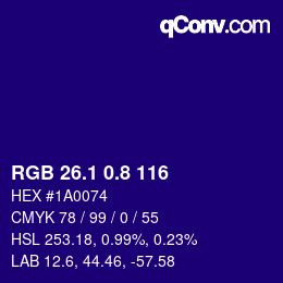 カラーコード: RGB 26.1 0.8 116 | qconv.com