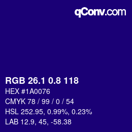カラーコード: RGB 26.1 0.8 118 | qconv.com
