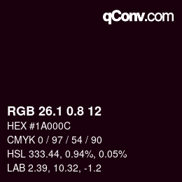 Farbcode: RGB 26.1 0.8 12 | qconv.com