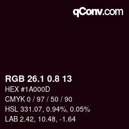 Color code: RGB 26.1 0.8 13 | qconv.com