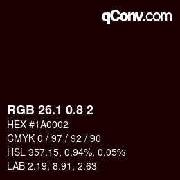 Color code: RGB 26.1 0.8 2 | qconv.com