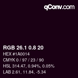 Color code: RGB 26.1 0.8 20 | qconv.com